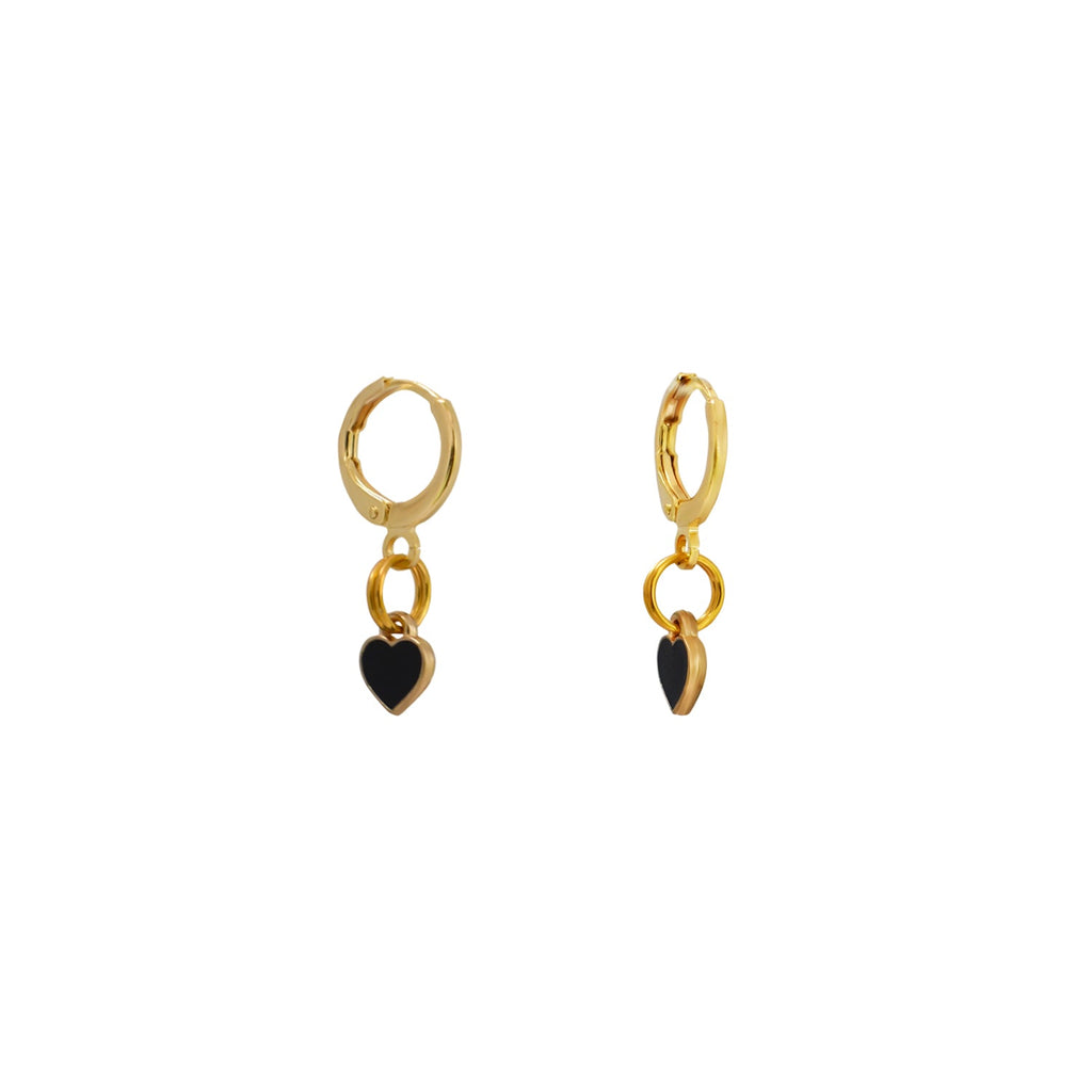 Black heart enamel minimalist huggie earrings | by Ifemi Jewels